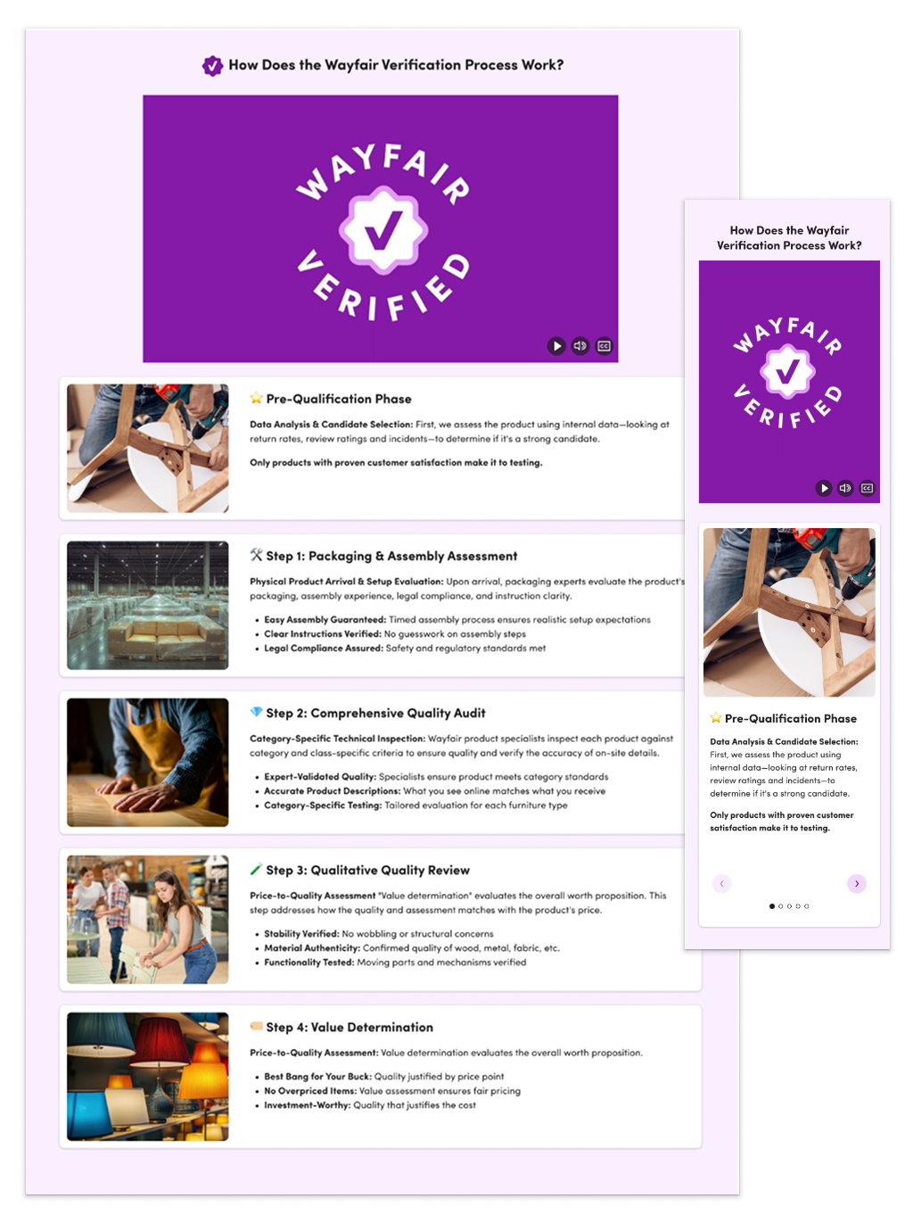 Wayfair Verified Educational Sections