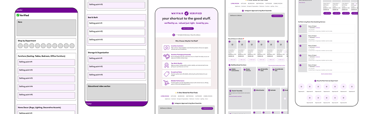 Wayfair Verified Page Wireframes