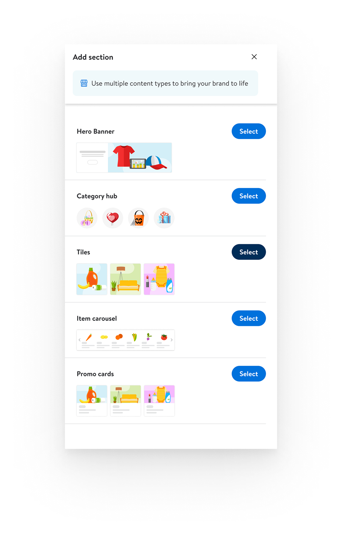 Walmart Connect Brand Shop Builder 2.0 - Add a Section