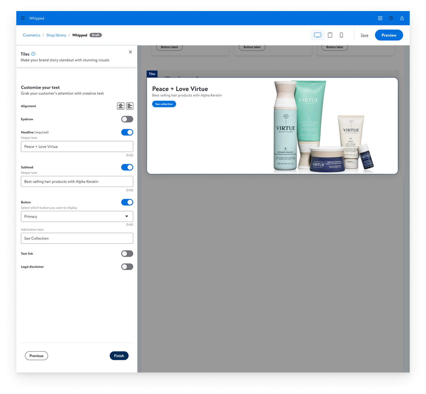 Walmart Connect Brand Shop Builder 2.0 - Build Tiles