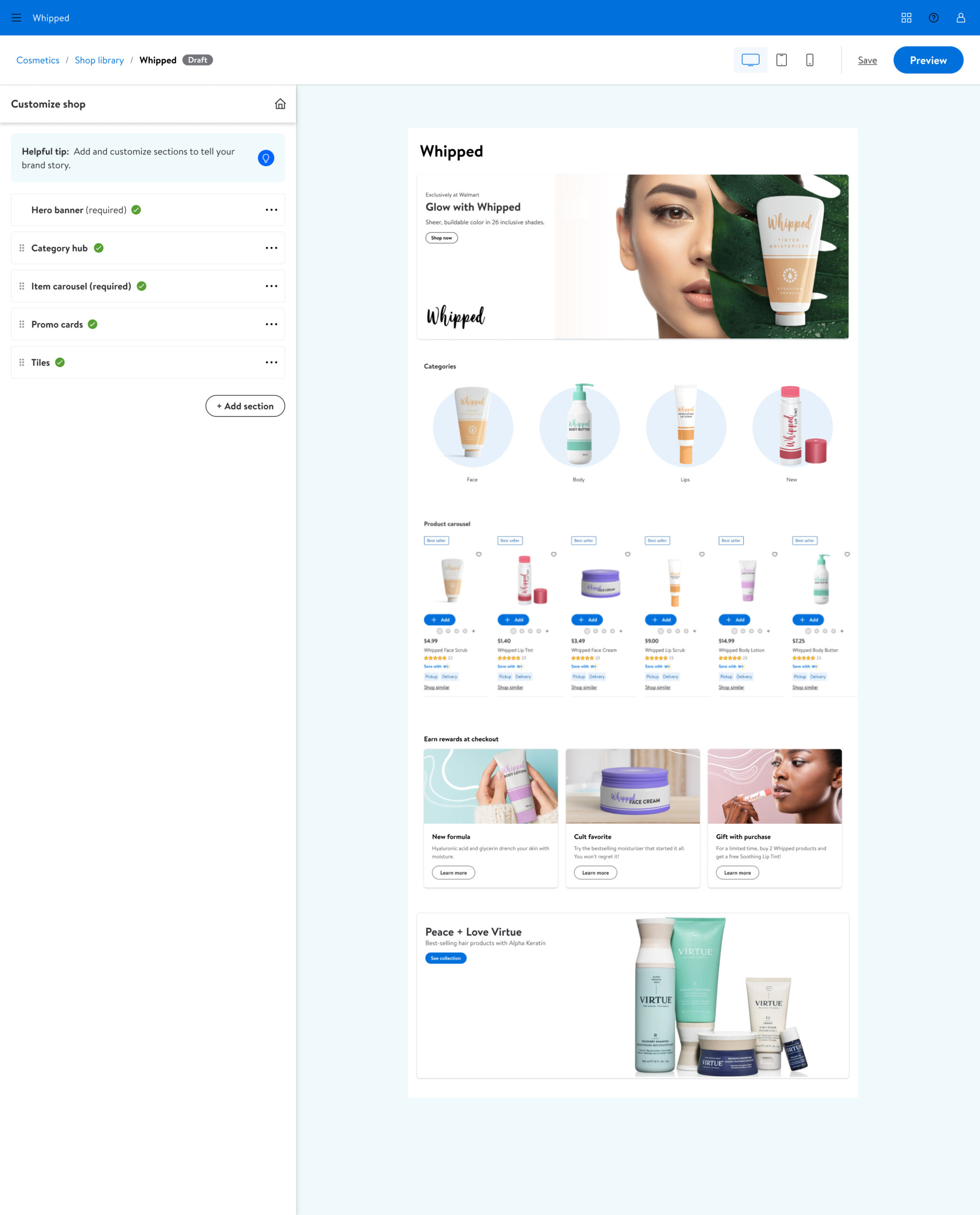 Walmart Connect Brand Shop Builder - Brand Shop Builder