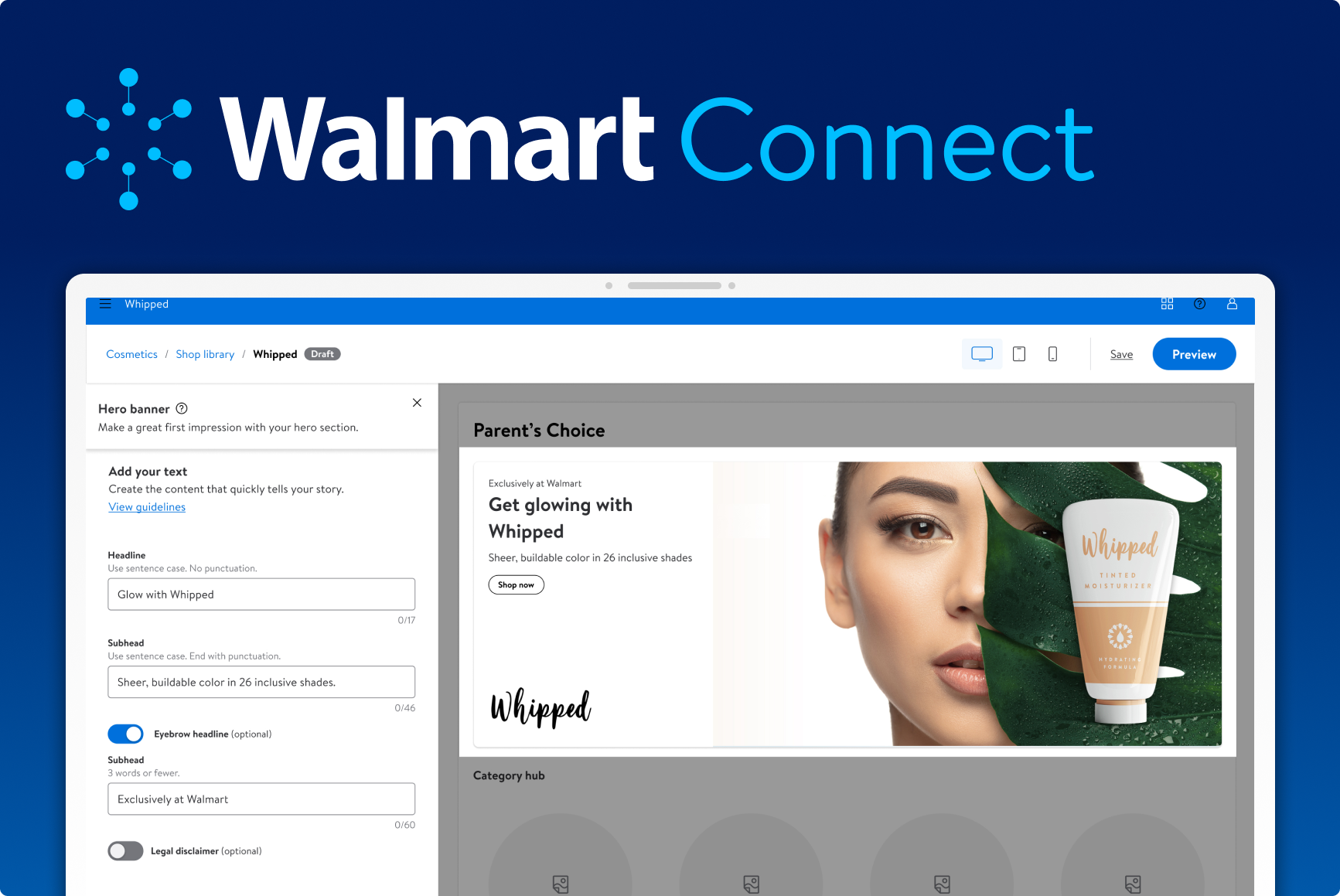 Walmart Connect Brand Shop Builder 2.0